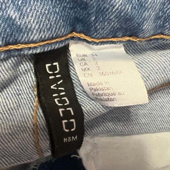 H&M Divided Blue Medium Wash High Waist Straight Ankle Boyfriend Denim Jeans 2 - Picture 4 of 5